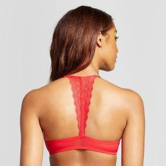 32A Xhilaration Front Close Lace T-Back Push-Up Plunge Bra UW Cupid Red NWT - Picture 7 of 7